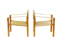 Mid-Century Modern Safari Chairs in Ochre Canvas by Gold Medal