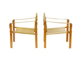 Mid-Century Modern Safari Chairs in Ochre Canvas by Gold Medal