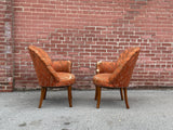Petite Art Deco Channel Back Shell Chairs, pair