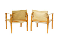 Mid-Century Modern Safari Chairs in Ochre Canvas by Gold Medal