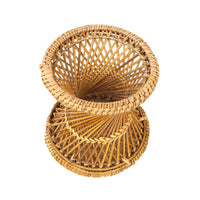 Trio of Hourglass Wicker Ottomans
