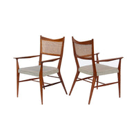 Paul McCobb for Calvin Walnut Dining Chairs with Caned Backs Directional , S/6