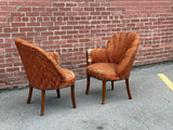 Petite Art Deco Channel Back Shell Chairs, pair
