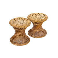 Trio of Hourglass Wicker Ottomans