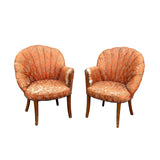 Petite Art Deco Channel Back Shell Chairs, pair