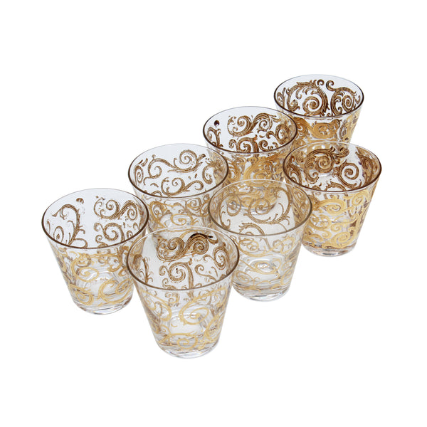 Gold Paisley Floral Tumblers - Set of 7