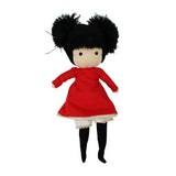 Soft Vintage Joan Walsh Anglund Doll Rag Doll Red Dress Black Hair Handmade