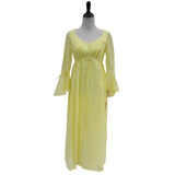 Long Vintage Yellow Bridesmaid Dress with Bell Sleeves Sz 11 Fits like 6 or 8 Belle Beauty Costume