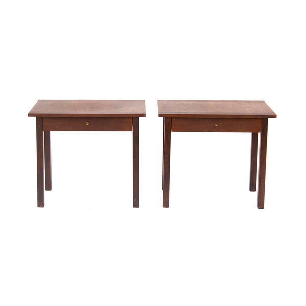 Pair of Single Drawer Nightstands in Rosewood and Walnut