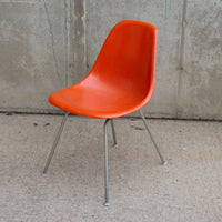 Herman Miller Eames Fiberglass Side Shell Chair in Red Orange