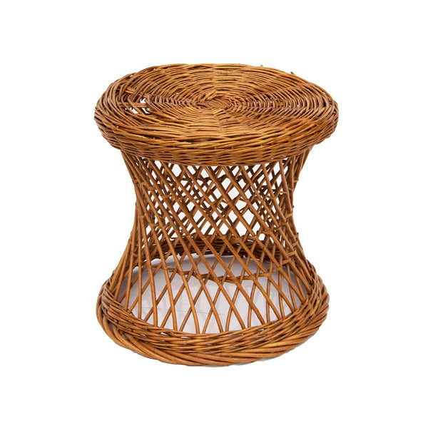 Wicker Hourglass Stool or Ottoman