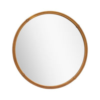 Round Mirror in Faux Rattan, 35" Diameter