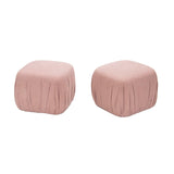 Pair of Pouff Ottomans in Light Mauve