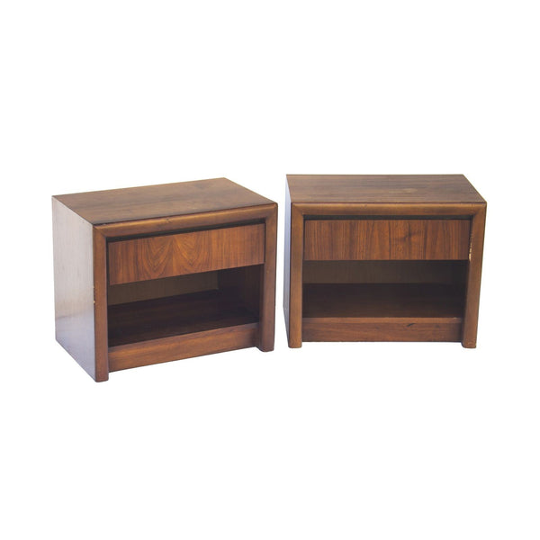 Midcentury Walnut Nightstands by Lane, pair