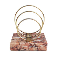 Tiered Letter Holder in Brass and Pink Italian Marble