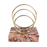 Tiered Letter Holder in Brass and Pink Italian Marble