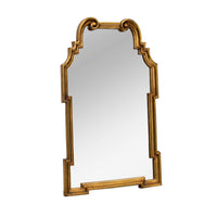 Italian Giltwood Scrolled Arch Keyhole Gold Mirror by La Barge, 1970s
