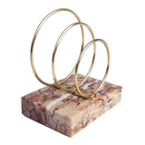 Tiered Letter Holder in Brass and Pink Italian Marble