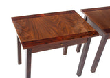 Pair of Single Drawer Nightstands in Rosewood and Walnut