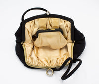 1960s Vintage Silk Handbag with Rhinestone Closure