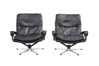 Pair of Leather Lounge 'King Chairs' by Andre Vandenbeuck for Strässle Switzerland