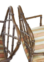 Faux Bamboo Hollywood Regency Armchairs, pair