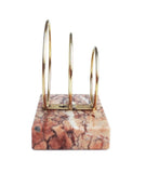 Tiered Letter Holder in Brass and Pink Italian Marble