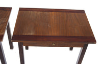 Pair of Single Drawer Nightstands in Rosewood and Walnut