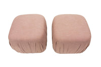 Pair of Pouff Ottomans in Light Mauve