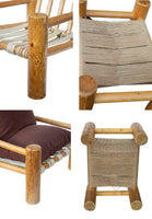 Hand Hewn Pine Log Armchair and Ottoman