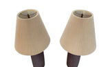 Pair of Dark Brown Volcanic Glaze Tables Lamps with Original Pleated Shades