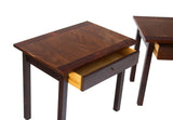 Pair of Single Drawer Nightstands in Rosewood and Walnut