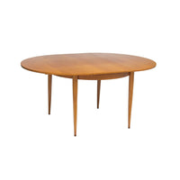 Round Scandinavian Teak Dining Table with Butterfly Leaf