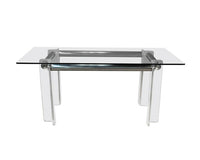 1970's Vintage Tubular Chrome and Lucite Dining Table 72 x 42