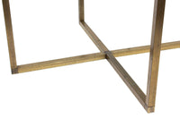 Round Brass Coffee Table X Base Italian Marble Top 36"