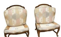 Pair of French Provincial Slipper Chairs by Baker Furniture in Silk Ikat