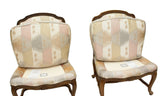 Pair of French Provincial Slipper Chairs by Baker Furniture in Silk Ikat