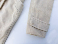 American Bazaar Wool Belted Wrap Trench Jacket Genuine Fur Shawl Collar Sz M 6-8