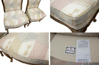 Pair of French Provincial Slipper Chairs by Baker Furniture in Silk Ikat