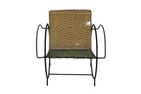 Iron Hoop Chair with Canvas Seat and Wicker Back- Unknown Designer