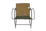 Iron Hoop Chair with Canvas Seat and Wicker Back- Unknown Designer