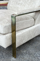 Milo Baughman Style Brass Frame Recliner by Bradington Young