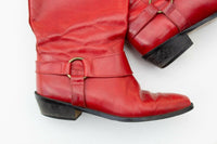 Vintage Italian Made Red Leather Harness Boots by Marc Alpert Maria Pia Sz 7.5