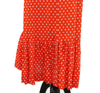 Vintage 1970s Minnie Mouse Dress Long Polka Dot Ruffle Dress Jersey Fits Size 4