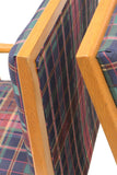 Pair Solid Oak Tufted Armchairs after T.H. Robsjohn-Gibbings
