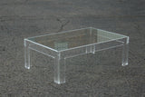 Thick Lucite Coffee Table With a Rectangular Form after Charles Hollis Jones 48 x 32