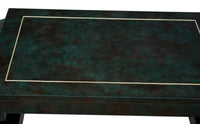 Chinoiserie Scroll Coffee Table Dark Green Lacquer with Brass Bead by Mastercraft