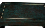 Chinoiserie Scroll Coffee Table Dark Green Lacquer with Brass Bead by Mastercraft