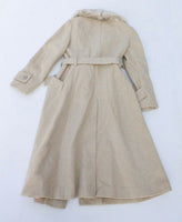 American Bazaar Wool Belted Wrap Trench Jacket Genuine Fur Shawl Collar Sz M 6-8