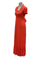 Vintage 1970s Minnie Mouse Dress Long Polka Dot Ruffle Dress Jersey Fits Size 4